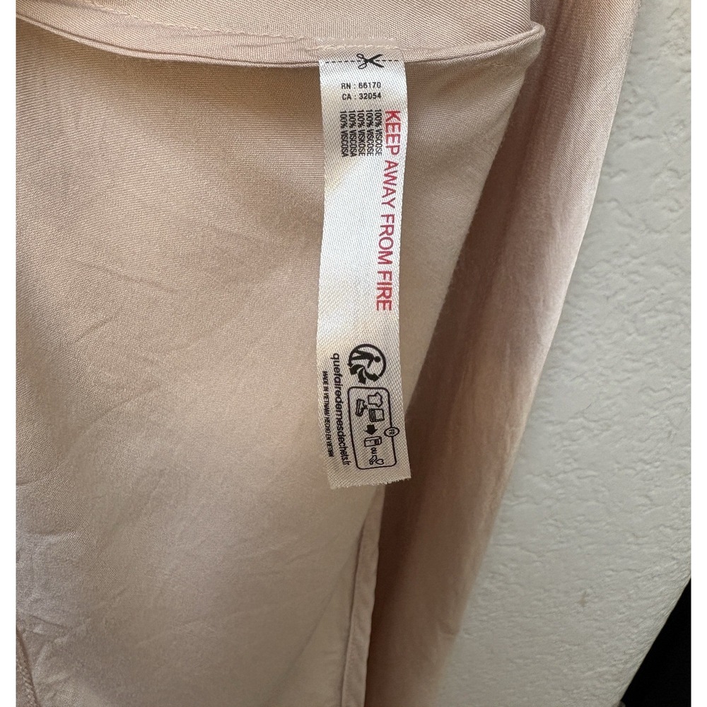 Anthropologie Colorblock Satin Slip Dress Champagne 90's Minimalist Soft Glam M - Picture 11 of 12